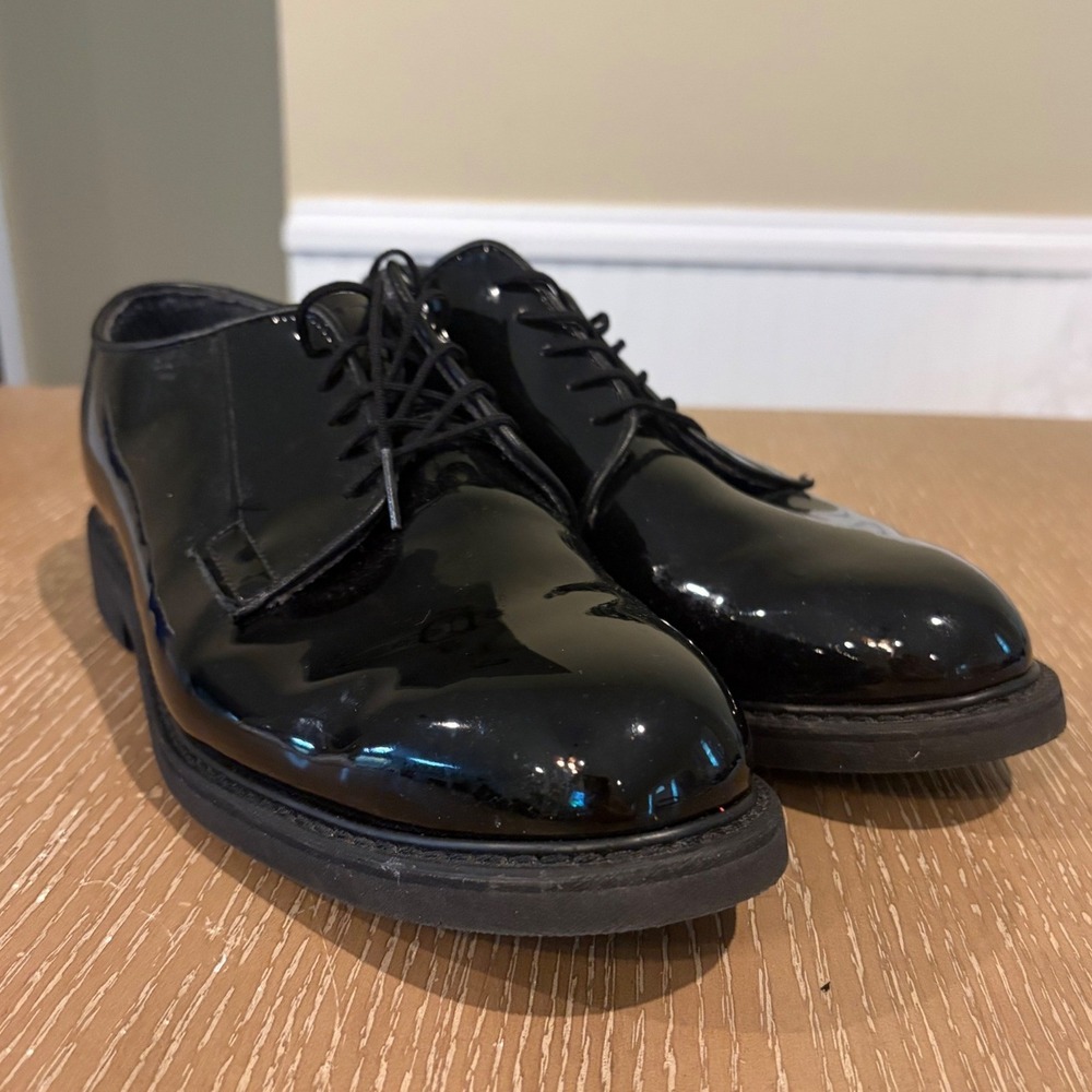 Bates Lites 00942 Men's Size 10 D Black High Gloss Uniform Oxford Dress Shoes